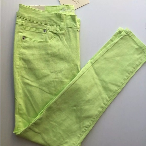 New April Girl Women's Skinny Pants Light Lime - Picture 2 of 8